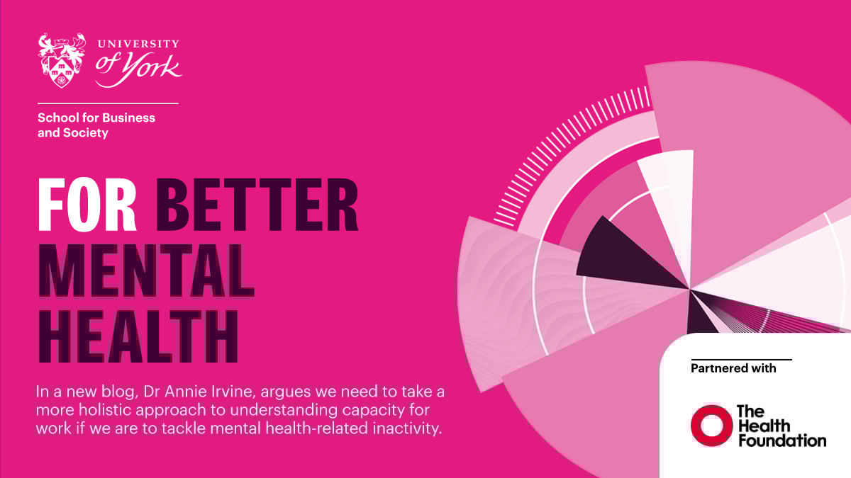 School for Business and Society 🏫 (@uoy_sbs) on Twitter photo 📣 In a blog for <a href="/HealthFdn/">The Health Foundation</a>, <a href="/Annie_Irvine/">Annie Irvine</a> explores the rising rates of mental health-related economic inactivity.
Looking beyond ill health, Dr Irvine brings another dimension to the debate, and the complex factors that impact people's capacity to work: health.org.uk/features-and-o… 📣 In a blog for <a href="/HealthFdn/">The Health Foundation</a>, <a href="/Annie_Irvine/">Annie Irvine</a> explores the rising rates of mental health-related economic inactivity.
Looking beyond ill health, Dr Irvine brings another dimension to the debate, and the complex factors that impact people's capacity to work: health.org.uk/features-and-o…