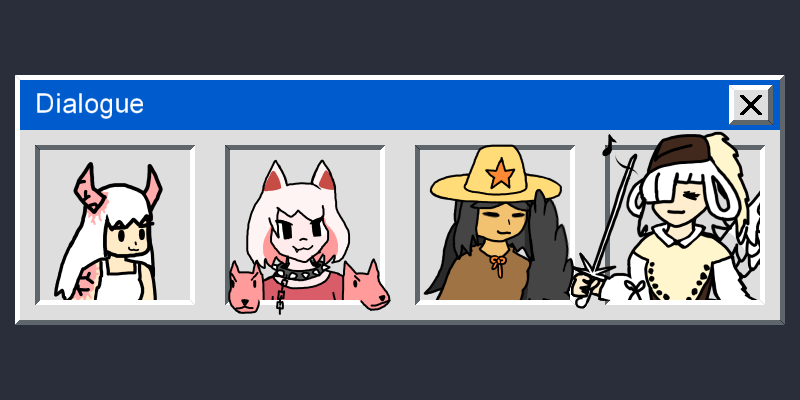 Dracoraz's tweet photo. some of my favorite dialogue portraits from the update! soon!

#gamedev #indiedev #endlessbulletheaven https://t.co/VPprQk1RO3