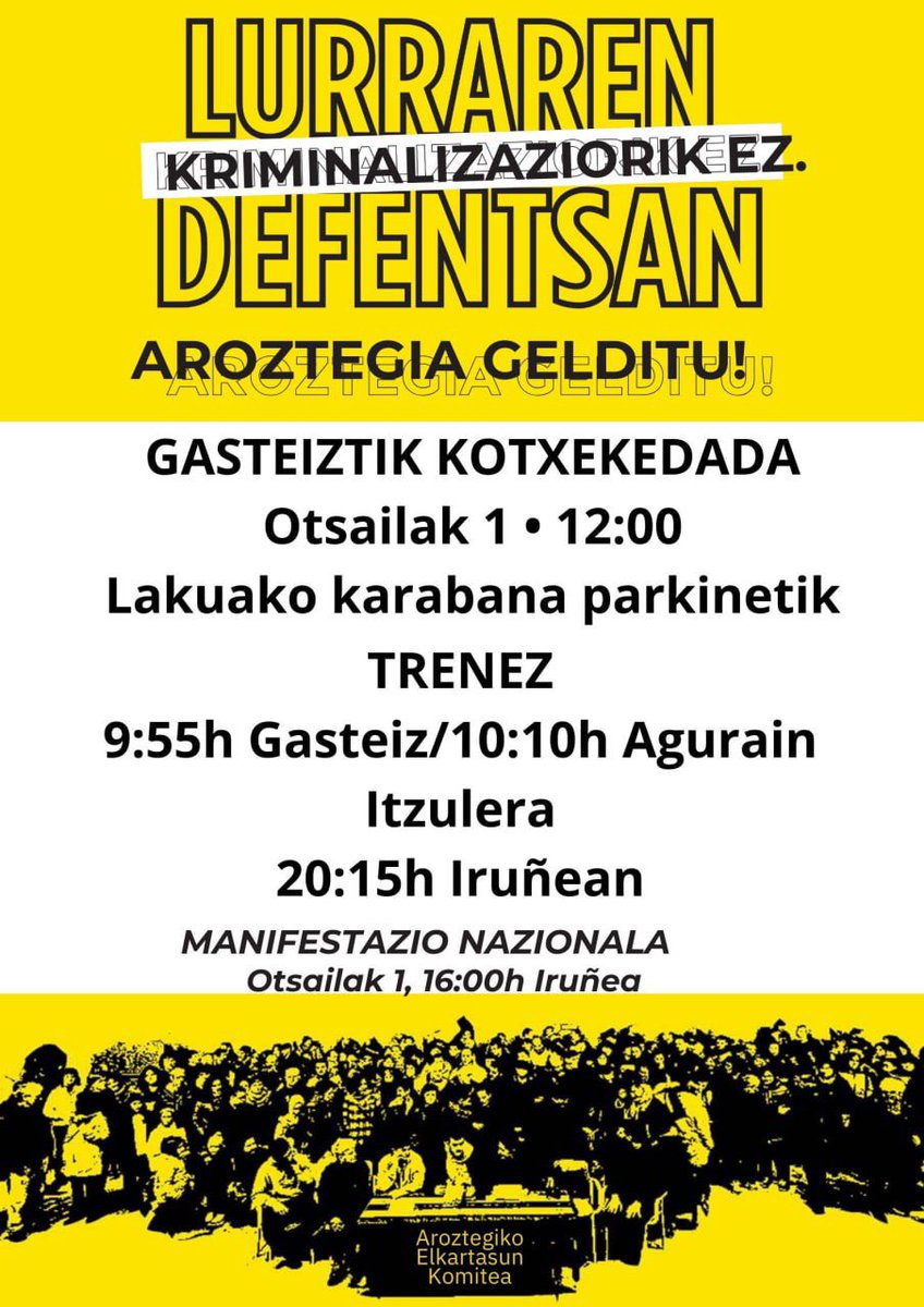 ArabaBizirik's tweet image. Kotxekedada antolatu dugu larunbat honetan iruñeara joateko.
📍 Lakuako karabana parkinetik
🕛 12:00