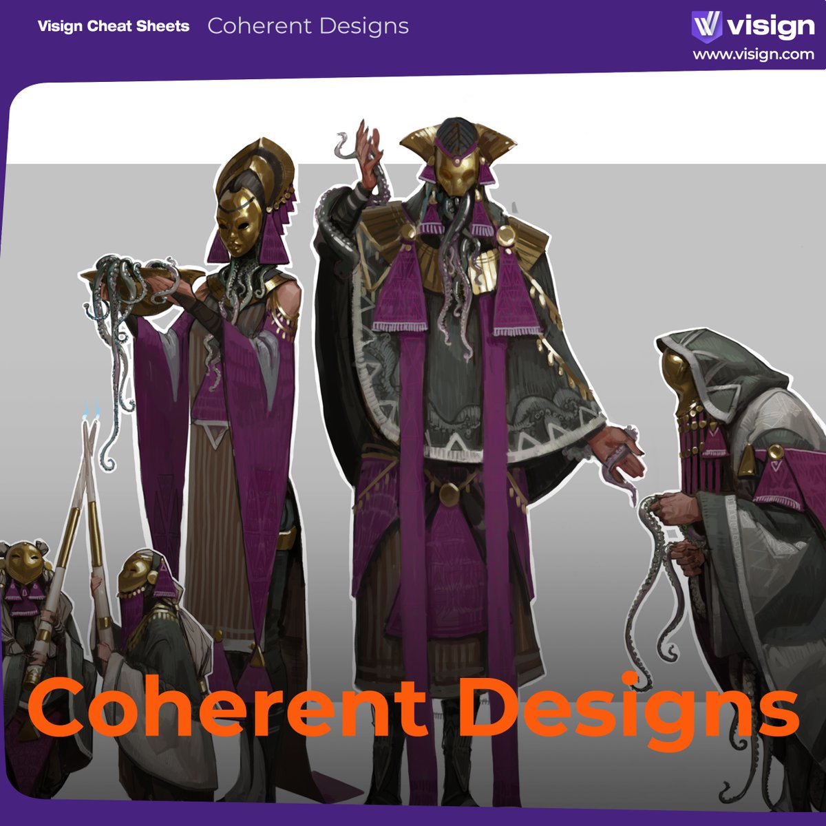 visignacademy's tweet image. Cool tip of the day: use shared patterns, shapes and materials to tie your designs together and make them look great!
Want a simple character design process? Learn it in “Basics of Character Design for Video Games” – a course with clear theory and application, that you can take…