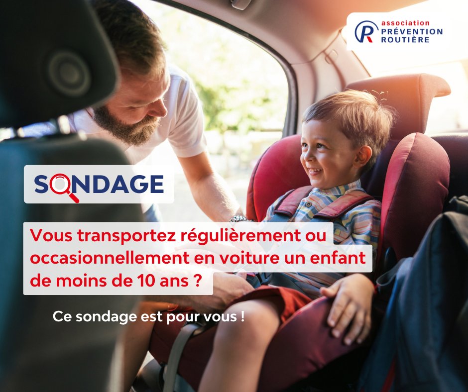 Vous transportez des enfants en voiture ?
🗣️Participez à notre #sondage et aidez-nous à mieux comprendre vos habitudes et améliorer la sécurité des trajets pour les plus jeunes. 
Sondage 👉 bit.ly/4he6mHA
Merci pour votre contribution ! 🙏
#SécuritéRoutière #Parents