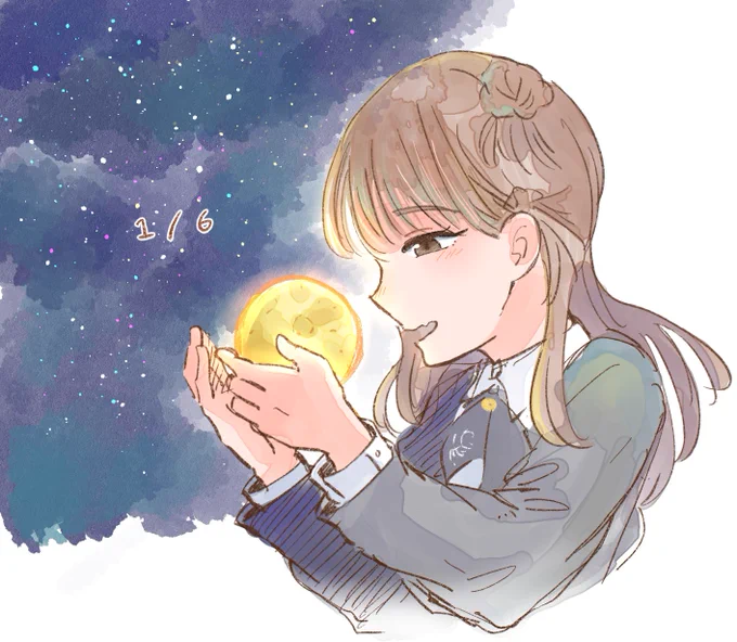 冬夜の星紋祭(夜)で河野さんが歌ってた1/6、好き曲すぎてらくがきしてたやつ出てきたから色塗った 