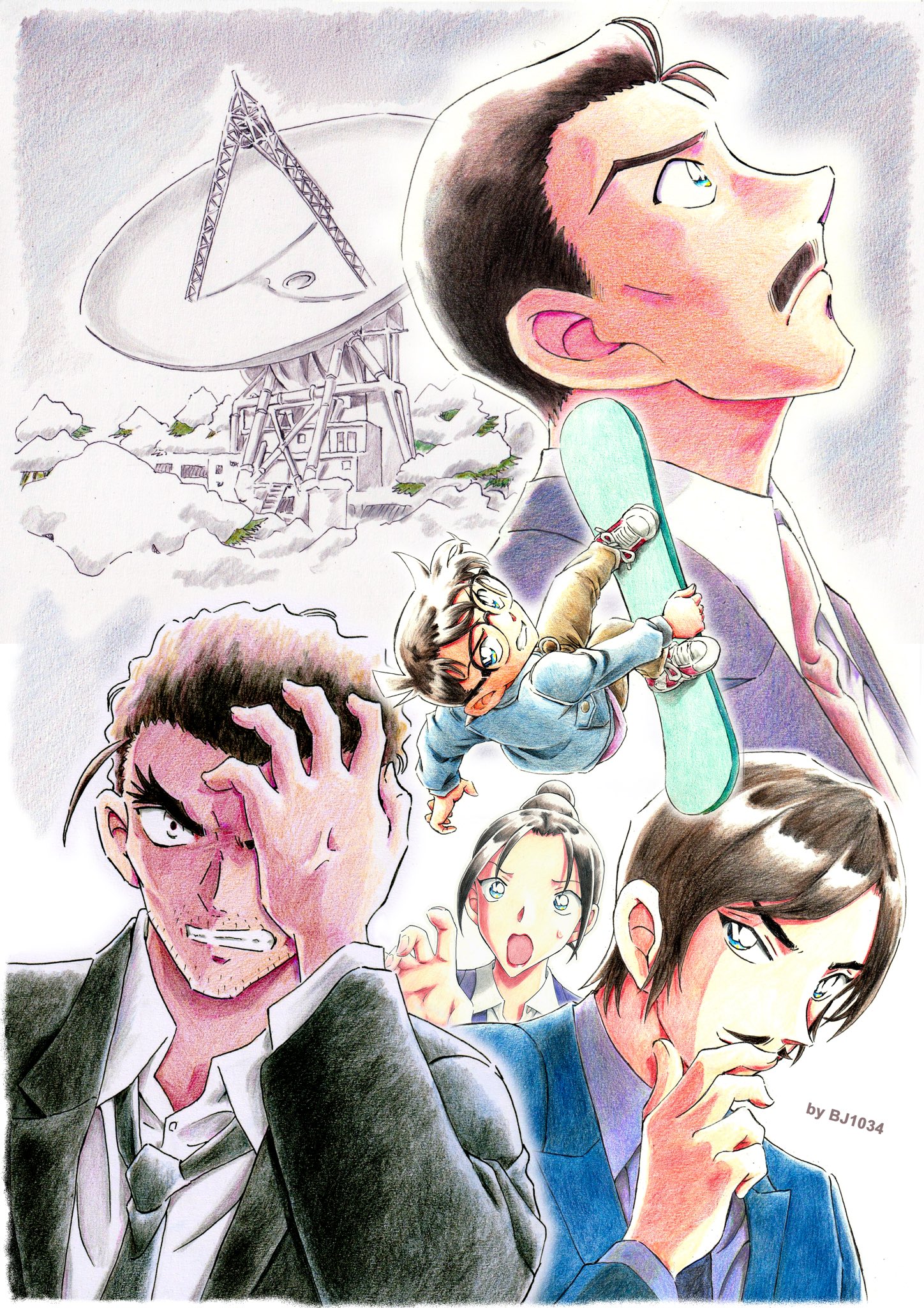 名探偵コナン 複製原画 大　諸伏高明　上原由衣　大和敢助　江戸川コナン　青山剛昌