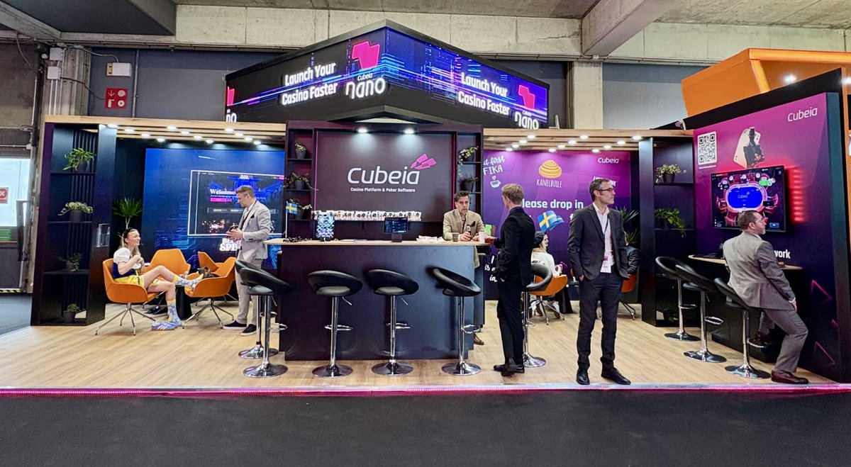 Few shots of this beauty we built at #ICE25 #ICEGaming in #Barcelona last week for wonderful clients <a href="/cubeiaLtd/">Cubeia Ltd</a> who were offering delicious Swedish Fika with their online Poker challenge. Scrolling LED screens to really make the stand jump out! #eyecatching #ledwall #iceicebaby