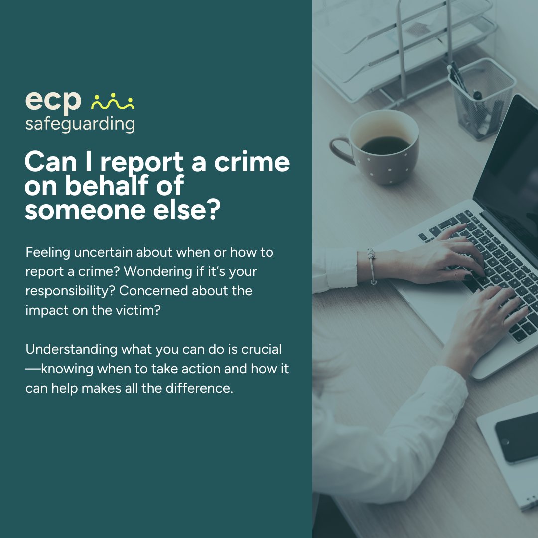 ECPSafeguarding's tweet photo. You can report a crime for someone else under certain conditions to ensure their safety. If the victim permits, professionals like doctors and teachers, or guardians can report on behalf of children. The aim is to protect vulnerable individuals and ensure crimes are addressed. https://t.co/e6uaB6EyaH