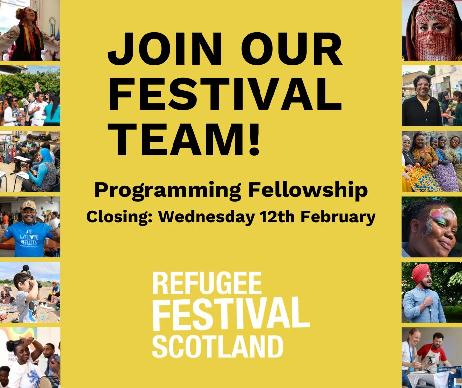 ✨ We’re looking for a Programming Fellow to work on this year’s Festival. This is a great learning opportunity for an emerging producer/curator.  Applicants should have lived experience of seeking refugee protection. Find out more 👉  scottishrefugeecouncil.org.uk/jobs 

#RefugeeFestScot