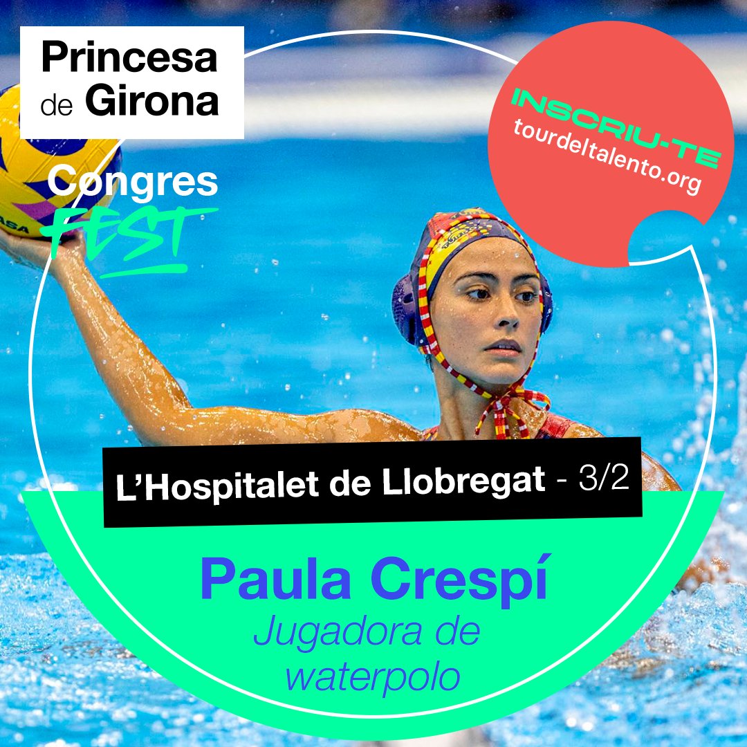 L’esport és un dels eixos del Tour del Talent, que del 3 al 7 de febrer farà parada a L’Hospitalet.

Dilluns 3 de febrer, el CongresFest, l’acte central, comptarà amb la waterpolista Paula Crespí, la primera hospitalenca en guanyar una medalla olímpica.

ℹ️tuit.cat/62tuP