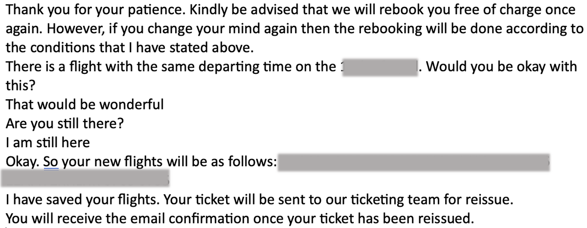 liam_thomas81's tweet photo. @FlySWISS, Your agent Lavenia explicitly agreed in writing to rebook my flight free of charge, yet customer service is ghosting me and refusing to acknowledge our conversation. I have provided clear evidence, yet I am being ignored. Please resolve this. https://t.co/2XHMuOXG6g