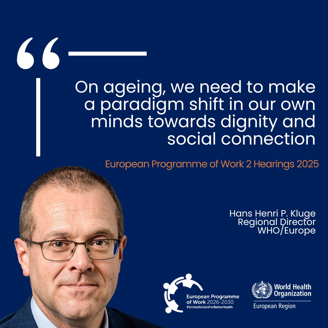 As the European Region faces a demographic transition with more older people than young, <a href="/hans_kluge/">Hans Kluge</a> outlines the vital contribution older people make to society, and 2 key factors – dignity &amp; social connection - they need to age in good health.
#EPW2
#UnitedActionForBetterHealth