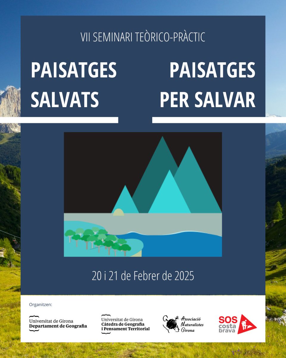 somnatus's tweet photo. Torna el Seminari Paisatges Salvats- Paisatges per Salvar! ⛰️

📅 Dijous 20 de febrer
🕓 16h
🗣️ Ponències i debats a la @udglletres

📅 Divendres 21 de febrer
🕦 8:30
🚎 Sortida amb autobús des de Fontajau

@geografia_udg @soscostabrava https://t.co/Ew0jFNzZef