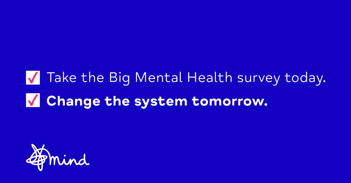 Want to help change the future of mental health? 

Share your experience of mental health &amp; the system surrounding it in this survey. What you say could push for better laws, build better services &amp; create a mental health system that works for everyone🙌 

tinyurl.com/BMHS