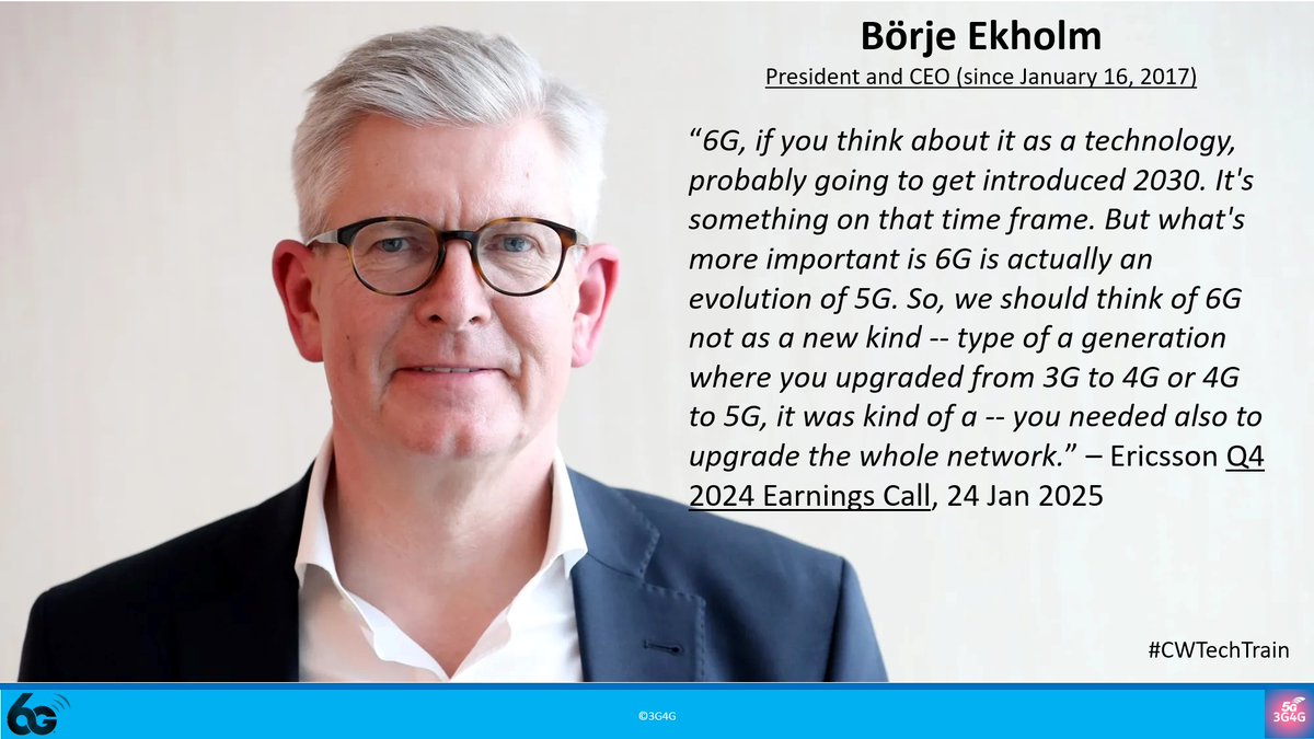 Perfect Timing! 📡✨

I couldn't have asked for a better testament on 6G from a leading vendor. Börje Ekholm, CEO of Ericsson, recently emphasized that 6G will be an evolution of 5G rather than a disruptive shift—aligning perfectly with my vision of 6G’s trajectory.

Despite