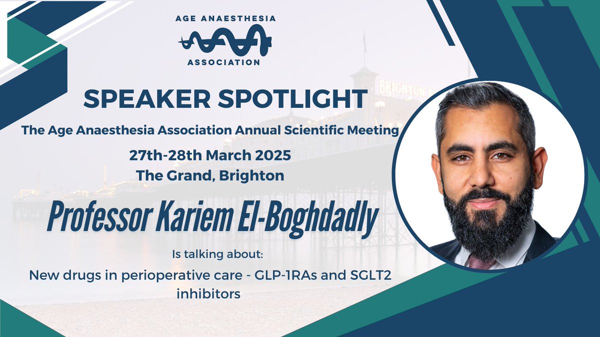 AgeAnaesthesia's tweet photo. ✨Speaker Spotlight✨

Professor Kariem El-Boghdadly will be joining us at #AAA2025     

Talk entitled : "New drugs in perioperative care - GLP-1RAs and SGLT2 inhibitors"

@elboghdadly 

Don't miss out on your last chance for early bird rates! https://t.co/ysoFFlWGkS 

#AAACONF https://t.co/k07A7abedR