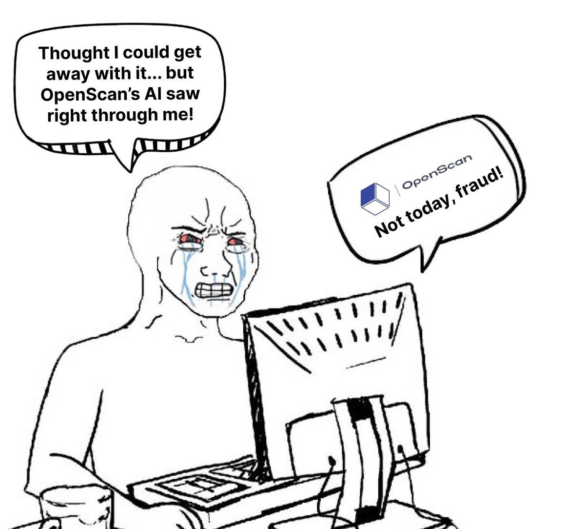 DheerajKhatiya's tweet image. 🚨 Fraudsters beware! 🚨
OpenScan’s AI doesn’t miss a thing. 🔍💡
Try to cheat the system, and you’ll end up just like this guy… 😭💻

#AI #FraudDetection #OpenScan #NotTodayFraud

Let me know if you want any tweaks! 🚀