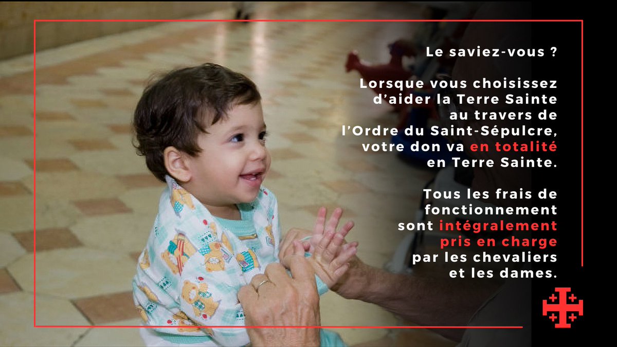 OESSJFrance's tweet image. Le saviez-vous ?

Lorsque vous choisissez d’aider la Terre Sainte au travers de l’Ordre du Saint-Sépulcre, votre don va en totalité en Terre Sainte.

Tous les frais de fonctionnement sont intégralement pris en charge par les chevaliers et les dames.

ordredusaintsepulcre.fr/page/462629-fa…