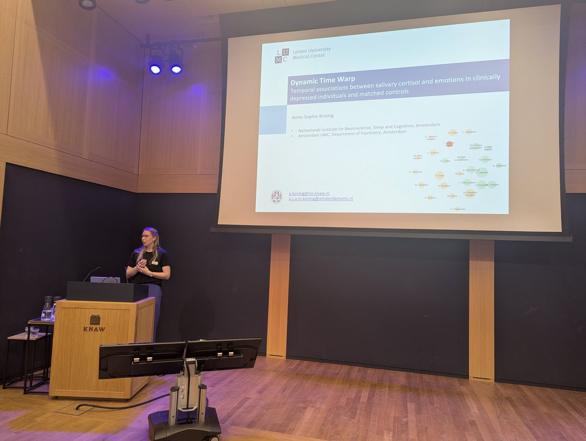Anne-Sophie Koning telling us about the temporal association between cortisol and emotion in depression.