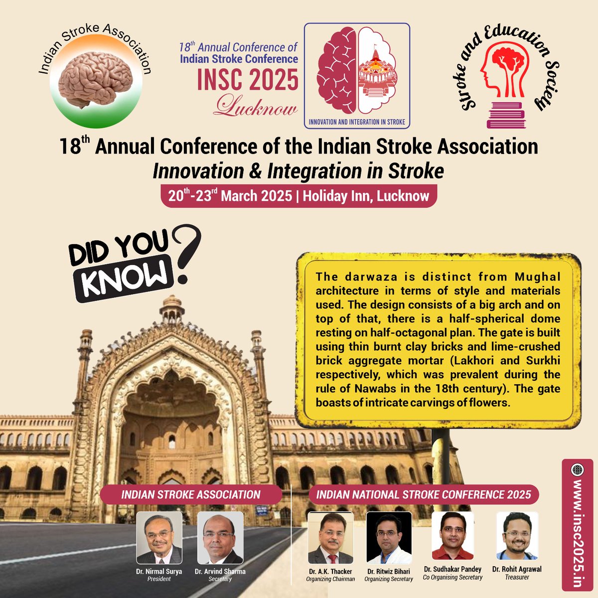 Shaping the Future of Stroke Care! 🏥
🧠 The 18th Annual Indian Stroke Conference (INSC 2025) is bringing together top experts to discuss cutting-edge stroke innovations. See you in Lucknow! 🚀
#INSC2025 #NeuroScience #MedicalConference #doctor #neurology #medicalschool #hospital