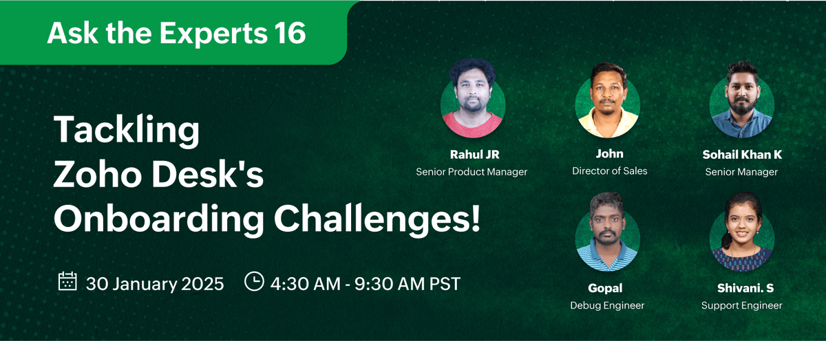 ZohoDesk's tweet photo. Have questions? 🤔
Get them answered in a Live Q&amp;A session with our experts from Zoho Desk happening today, 30th January, 2025, at 4:30 AM - 9:30 AM PST.

👉Join the session here: https://t.co/QqGZ8mbf7k https://t.co/Vy2xy9XIDm