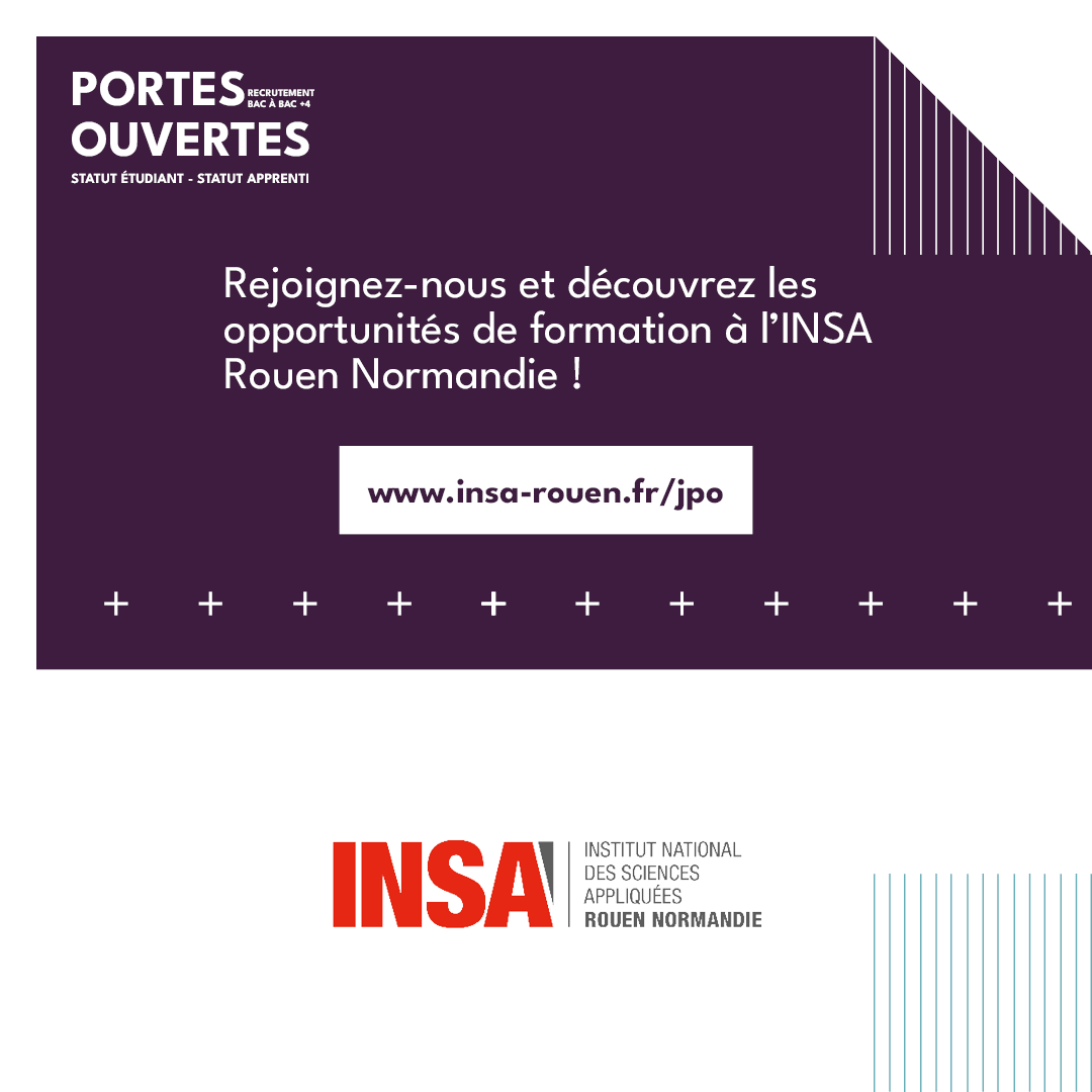 INSA Rouen Normandie (@insarouen) on Twitter photo Ce samedi 1er février, l’<a href="/insarouen/">INSA Rouen Normandie</a> vous ouvre ses portes !
Découvrez nos formations initiales ET par apprentissage. Nos enseignants et étudiants seront là pour répondre à toutes vos questions sur les formations et la vie à l'INSA Rouen Normandie ! Ce samedi 1er février, l’<a href="/insarouen/">INSA Rouen Normandie</a> vous ouvre ses portes !
Découvrez nos formations initiales ET par apprentissage. Nos enseignants et étudiants seront là pour répondre à toutes vos questions sur les formations et la vie à l'INSA Rouen Normandie !