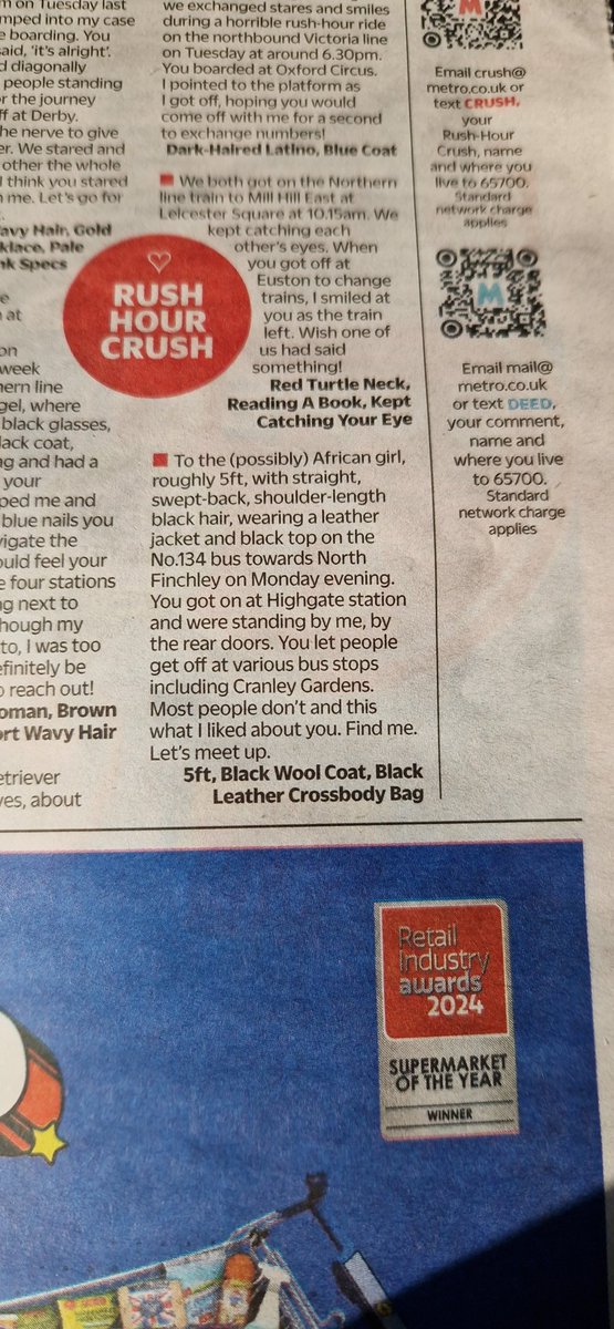 Spotted in the Metro today! #rushhourcrush #muswellhill