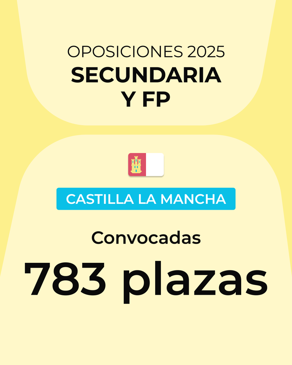 cenoposiciones's tweet photo. #ÚLTIMAHORA | 📷 Publicada en el DOCM la convocatoria de #oposiciones 2025 de Castilla-La Mancha.
En total hay 795 plazas docentes, de las que hay 783 plazas destinadas al cuerpo de #Secundaria.
📷 Plazo de solicitudes: del 31 de enero al 19 de febrero.
https://t.co/85rQrlxkdm https://t.co/2pdYdlllPi