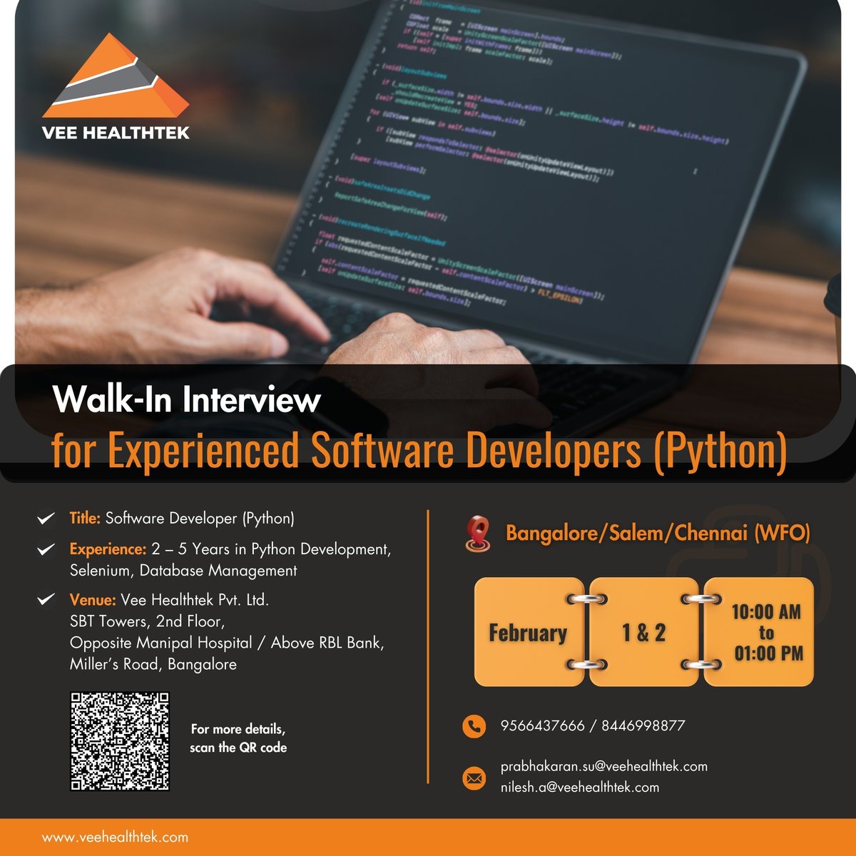 VeeHealthtek's tweet image. this opportunity to advance your career at a leading healthcare professional services organization!
Learn more: bit.ly/4hfUGUL
#pythondeveloper #pythondeveloperjobs#softwarejobs #employmentopportunities #walkin #walkindrive #openingjobs #JobOpportunities #Jobs #Hiring
