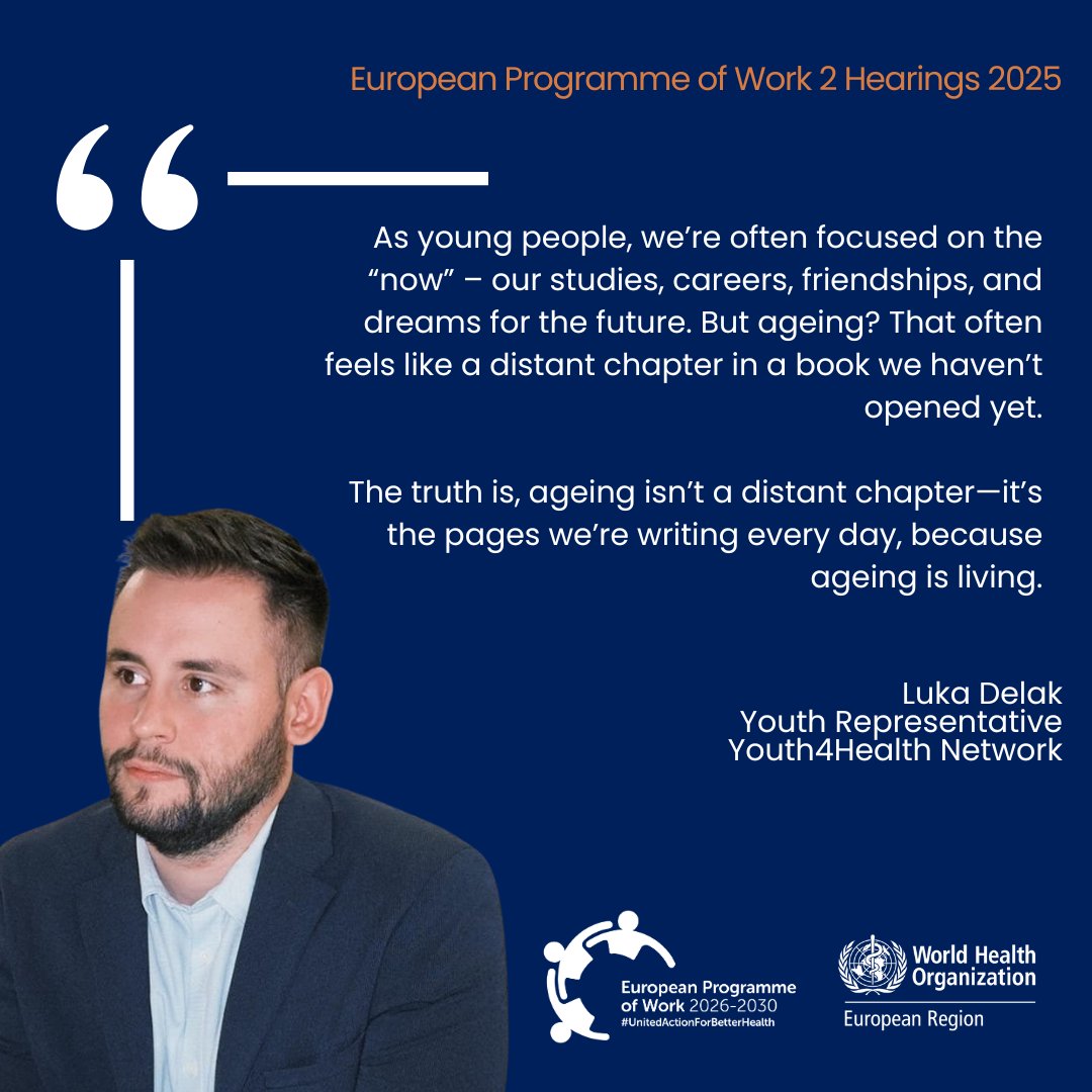 WHO/Europe (@who_europe) on Twitter photo Ageing is something that needs to be considered by everyone in society – both young and old. This includes working together and combating ageism – building bridges between generations says <a href="/DelakLuka/">Luka Delak</a>, our Youth4Health representative #EPW2 #UnitedActionForBetterHealth Ageing is something that needs to be considered by everyone in society – both young and old. This includes working together and combating ageism – building bridges between generations says <a href="/DelakLuka/">Luka Delak</a>, our Youth4Health representative #EPW2 #UnitedActionForBetterHealth