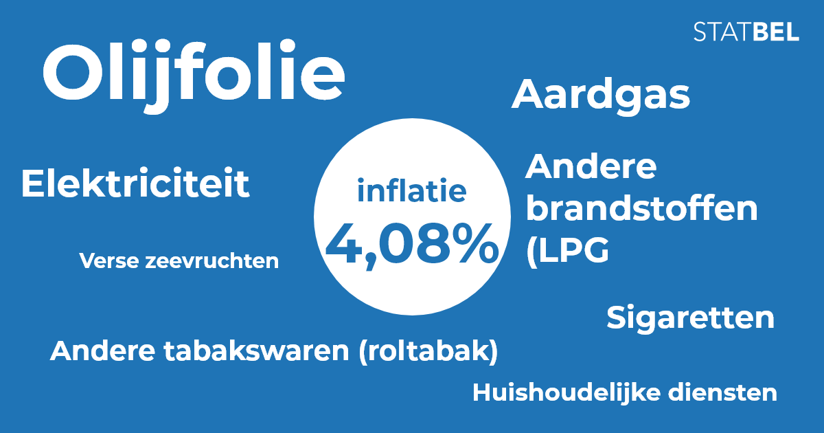 🛒 De #inflatie gaat in januari van 3,16% naar 4,08%.

ℹ️➡️ statbel.fgov.be/nl/themas/cons…   #index #Statbel