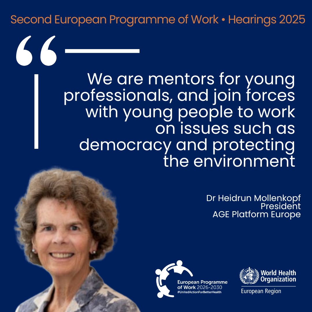 WHO/Europe (@who_europe) on Twitter photo Dr Mollenkopf <a href="/AGE_PlatformEU/">AGE Platform Europe</a> outlines the many ways that older people contribute actively to society, and calls for shared action to address ageism, discrimination and systemic barriers to services and technologies.
#EPW2 Dr Mollenkopf <a href="/AGE_PlatformEU/">AGE Platform Europe</a> outlines the many ways that older people contribute actively to society, and calls for shared action to address ageism, discrimination and systemic barriers to services and technologies.
#EPW2