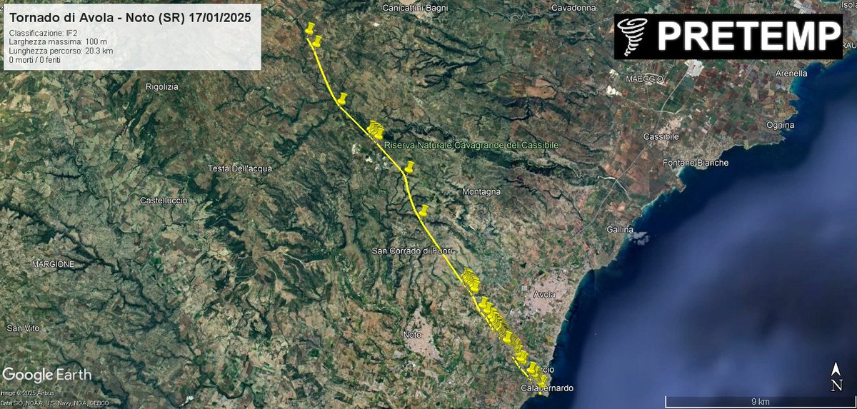 Here's the (potentially final) update on the Jan 17th tornado outbreak: the Avola-Noto tor is upgraded to IF2 and its width is increased to 100 m. This is by far the most significant tornado event in Italy for the month of January ever, stuff like this is more of a Oct-Nov thing