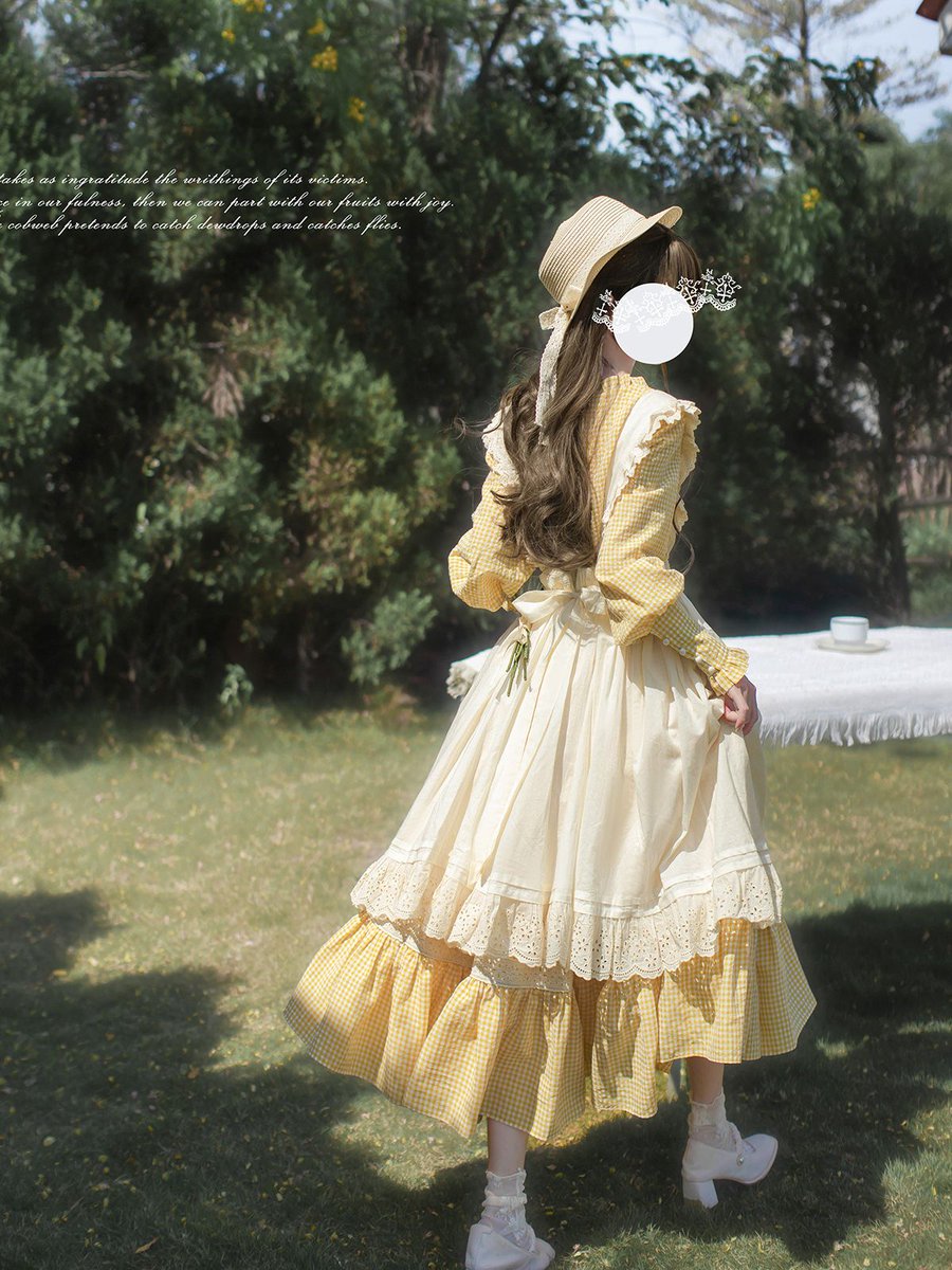 MANUSMACHINA 蒲公英色のレトロワンピースとエプロン