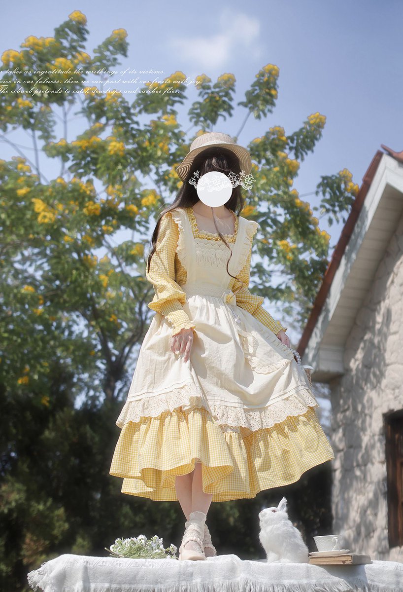 MANUSMACHINA 蒲公英色のレトロワンピースとエプロン