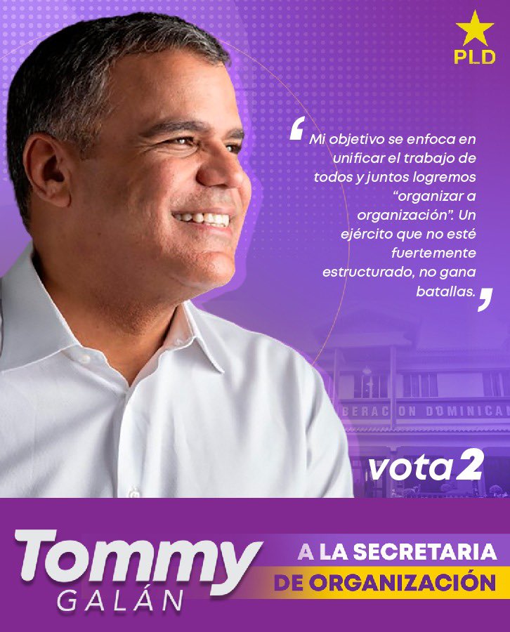 “Mi objetivo se enfoca en unificar el trabajo de todos y juntos logremos
"organizar a
organización". Un ejército que no esté
fuertemente
estructurado, no gana
batallas” <a href="/ElPeledeistard/">El Peledeista</a> <a href="/innovacionpld/">InnovacionPLD</a> <a href="/serviralpartido/">Servir al Partido</a> <a href="/Elcompanero_/">Elcompañero</a>