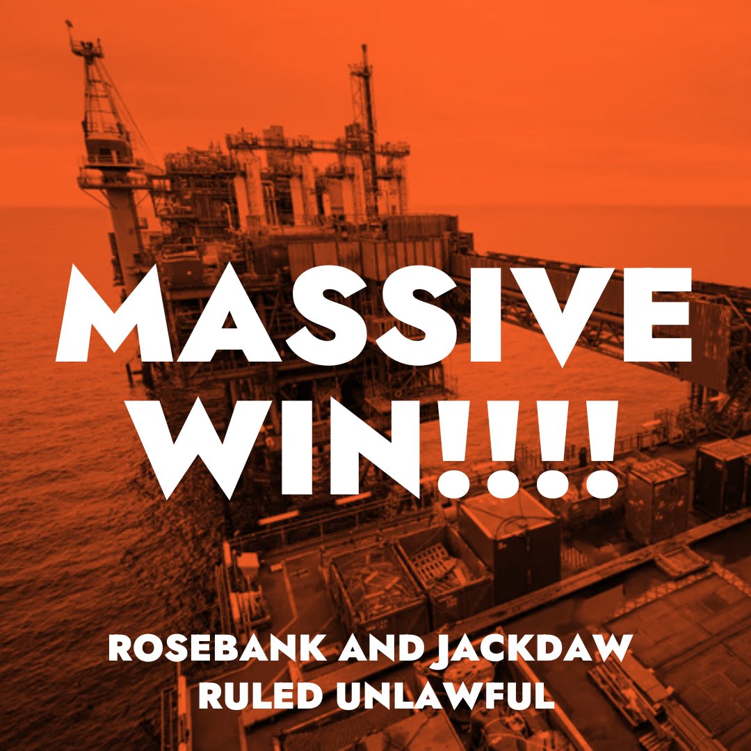 JustStop_Oil's tweet image. 🚨 BREAKING: ROSEBANK RULED UNLAWFUL

🔥 After tireless campaigning by groups such as @StopCambo, the permits for Rosebank and Jackdaw oilfields have been ruled unlawful. 

🦺 But it’s not over. Sit in the road to Reclaim Parliament with us this April — juststopoil.org/spring-2025
