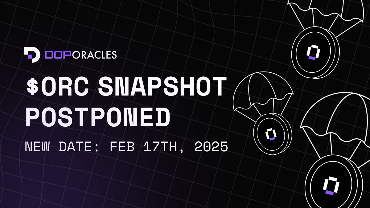 The $ORC snapshot has been rescheduled for February 17th, 2025! 📢

Our goal is to ensure that as many users as possible can participate in the $ORC airdrop. To achieve this, we aim to provide clearer guidance on how to acquire $ORC - whether through staking, holding $DOP, or
