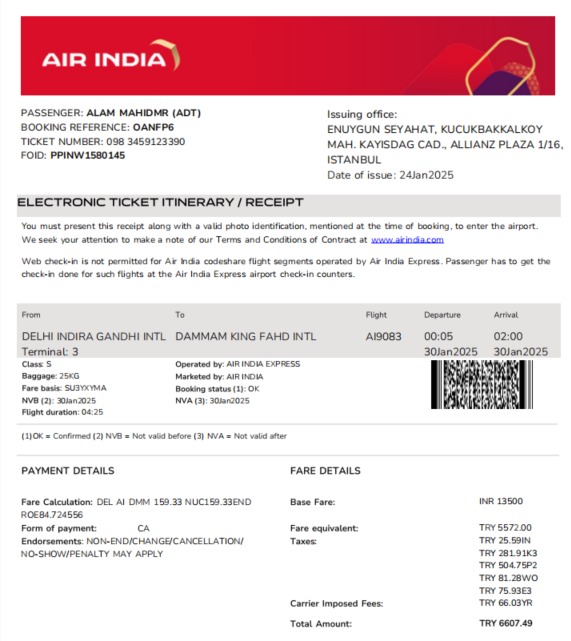mrahman468's tweet photo. @AirIndiaX They already come in Saudi due to emergency through the another ticket 
But I need a refund @WingieCOM @wingiearabia https://t.co/SJ2iiH7koU