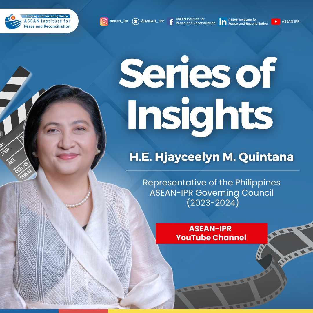 Check out insights on the work of ASEAN-IPR and its role in sustaining peace in a region that's as diverse as ours — from former Representative of the Philippines to our Governing Council, H.E. Hjayceelyn M. Quintana.

Watch the full video on our YouTube channel here: