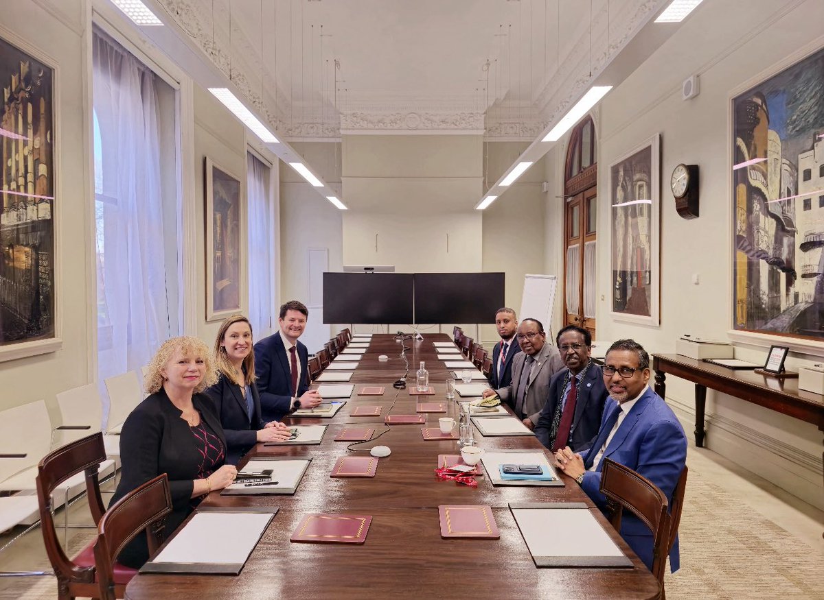 This morning, I had an introductory meeting with the UK Horn of Africa Envoy, the Director of the East Africa Department and the Co-Director of the Somalia Team at FCDO. I briefed them on our key priorities, Counterterrorism, 1p1v Election, Economic Growth and Climate change.