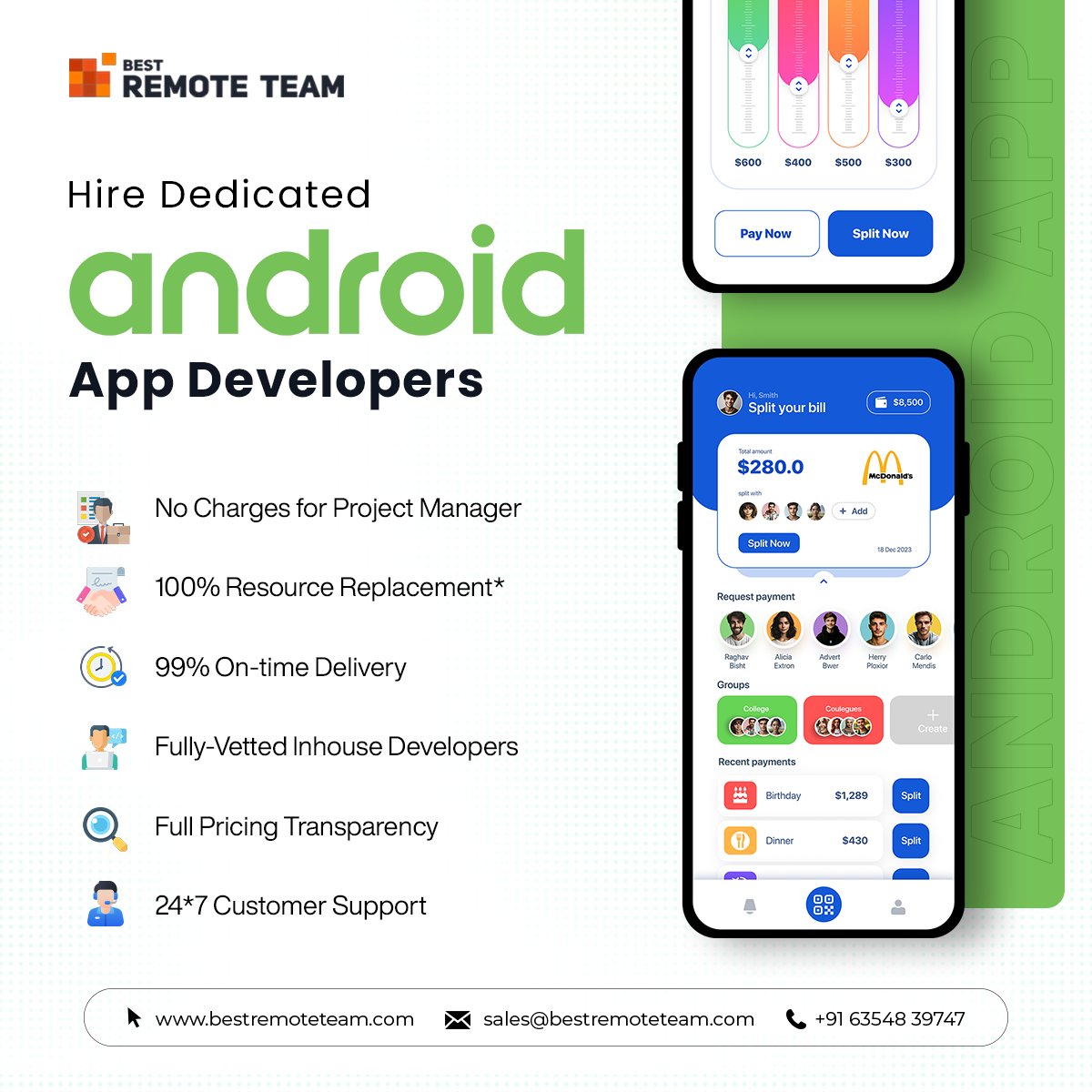 Bestremoteteam's tweet image. Looking for remote Android app developers? 🚀
At Best Remote Team, we offer expert Android developers for native & cross-platform solutions. Let’s turn your vision into reality!
Get in touch now!
🌐 bestremoteteam.com
#HireAndroidDevelopers #HireRemoteAndroidDevelopers