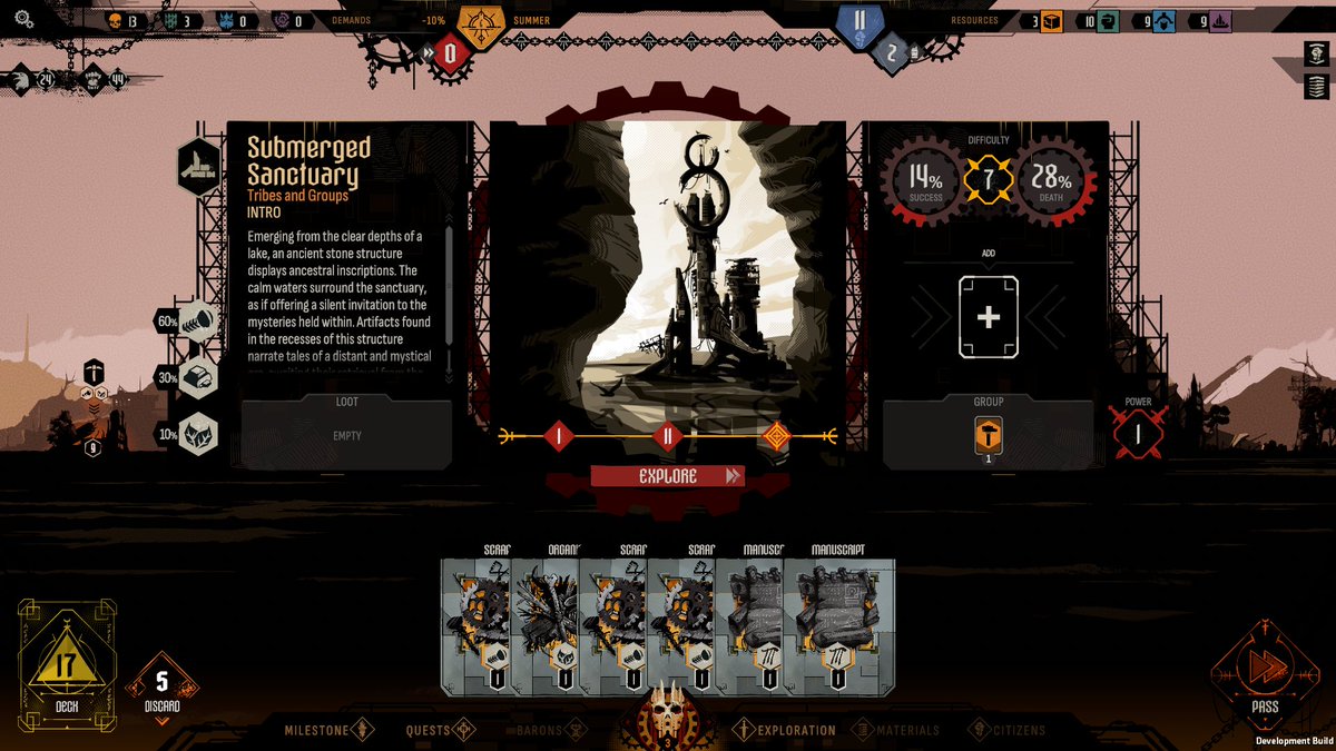 Scavenging is just the start of your expansion: forlorn landmarks await you farther on. They promise resources and a chance at a better tomorrow, but each step can be your last.  Will you risk the souls of the brave few to claim your spoils?

#colonysim #citybuilder #deckbuilder