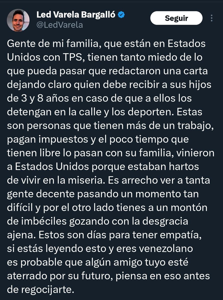 Hay personajes confundidos, piensan que los que rechazamos la migración ilegal, nos hacen felices las deportaciones.
Nada de esto me hace feliz, no permitan que se les chantajee hasta la solidaridad automática
