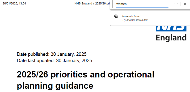 Ed Mullins (@ewsmullins) on Twitter photo What plans does <a href="/NHSEngland/">NHS England</a> have for Women's Health in 2025/26?
None.
The operational and planning guidance just published doesn't mention the words; women, woman, maternity, pregnancy.
Its not a good start to the year. england.nhs.uk/long-read/2025… What plans does <a href="/NHSEngland/">NHS England</a> have for Women's Health in 2025/26?
None.
The operational and planning guidance just published doesn't mention the words; women, woman, maternity, pregnancy.
Its not a good start to the year. england.nhs.uk/long-read/2025…