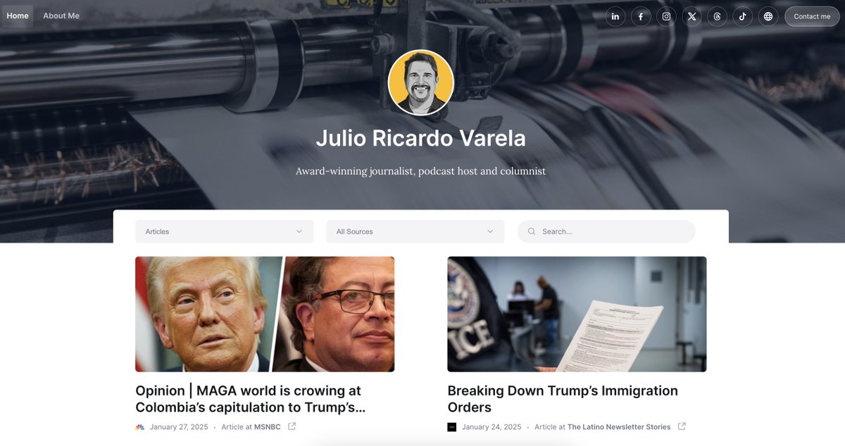 Julio Ricardo Varela (@julito77) on Twitter photo True story.
<a href="/beehiiv/">beehiiv ๐</a> offered <a href="/Authory/">Authory</a> as an ad opportunity for <a href="/LatNewsletter/">The Latino Newsletter</a> last week. When I checked out its offering (a self-updating work portfolio), I not only agreed to the newsletter sponsorship but also became a customer. This is what $24/month gets you. True story.
<a href="/beehiiv/">beehiiv ๐</a> offered <a href="/Authory/">Authory</a> as an ad opportunity for <a href="/LatNewsletter/">The Latino Newsletter</a> last week. When I checked out its offering (a self-updating work portfolio), I not only agreed to the newsletter sponsorship but also became a customer. This is what $24/month gets you.