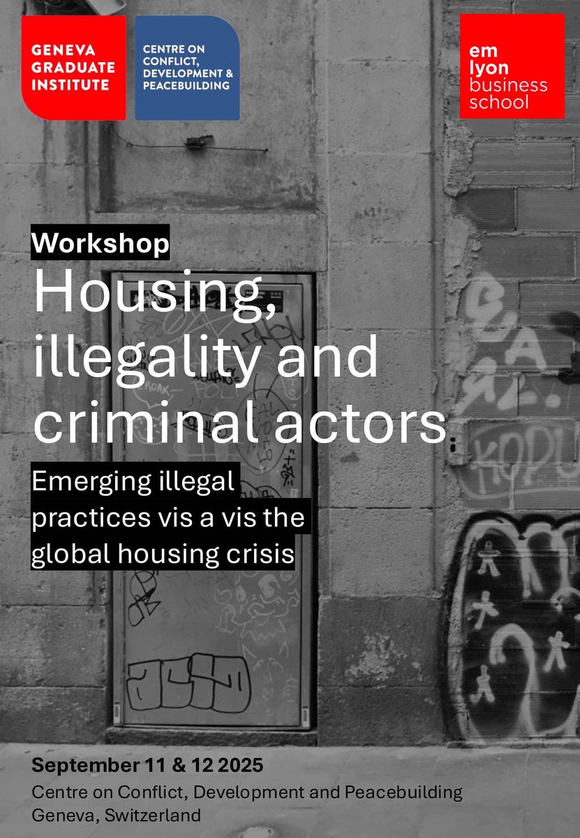 Workshop: Housing, illegality and criminal actors. Emerging illegal practices vis a vis the global housing crisis. September 11-12 2025. Geneva, Switzerland. Abstracts by March 31, 2025. oce.em-lyon.com/housing-illega… #urban #sociology <a href="/GuillaumBcn/">Guillaume Dumont</a>