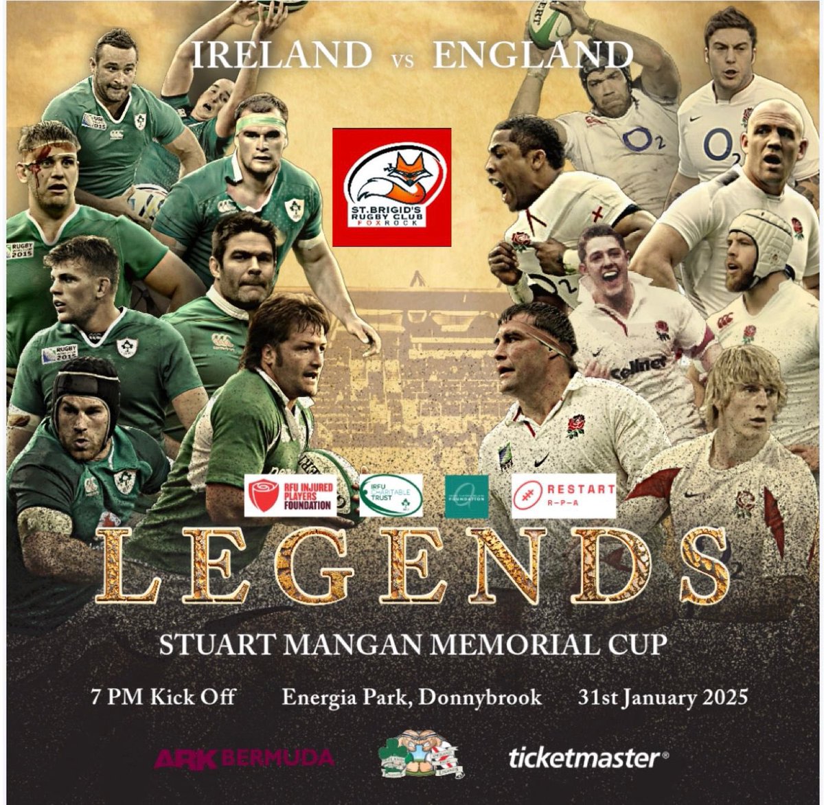 Epic clash ahead of the Six Nations where Rugby legends from Ireland 🇮🇪 and England 🏴󠁧󠁢󠁥󠁮󠁧󠁿 will face off tomorrow night at Energia Park, Donnybrook.  

We’re thrilled to announce our superstar U8s ❤️🖤 have been picked to play the half-time game.