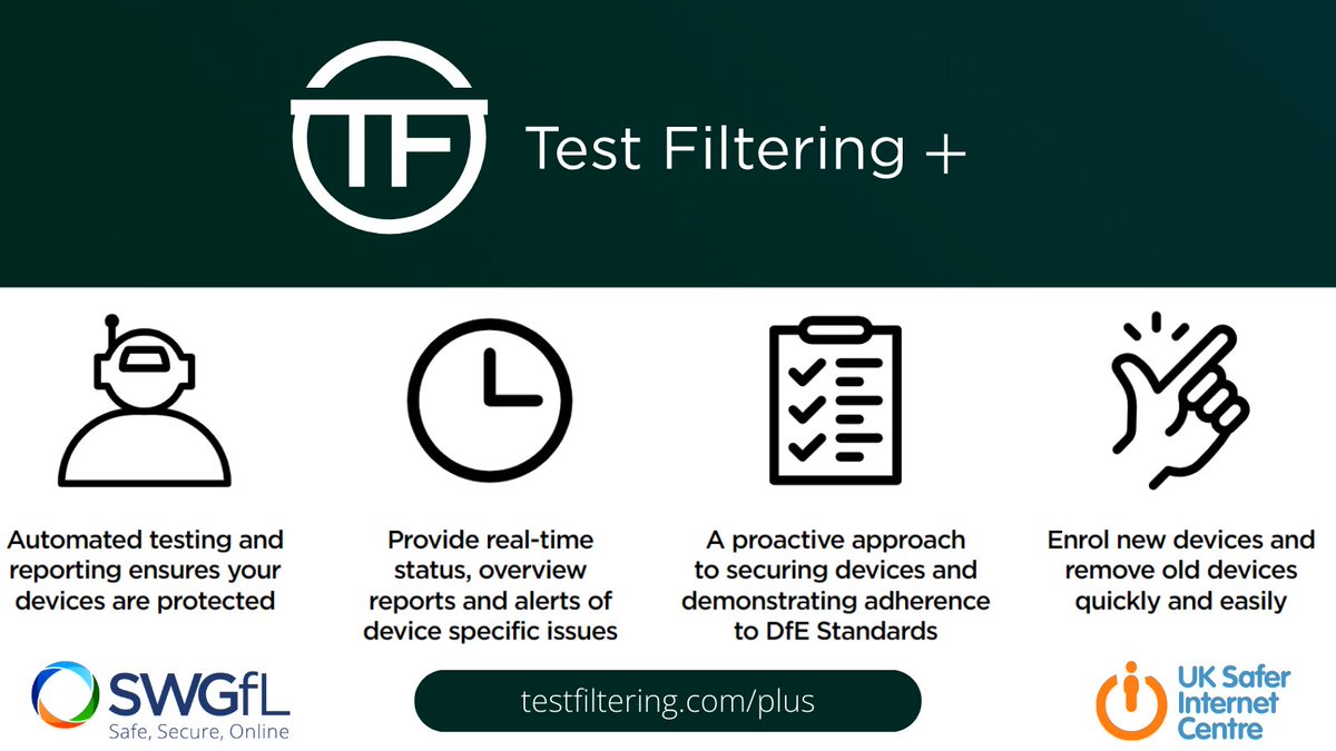 reportHC's tweet image. Test Filtering+ can be used by schools to ensure filtering systems are effectively blocking harmful online content. 

Find out more about the tool and how this can vastly support #safeguarding practice. ⏬

🌐 swgfl.org.uk/services/test-…

#Education #OnlineContent
