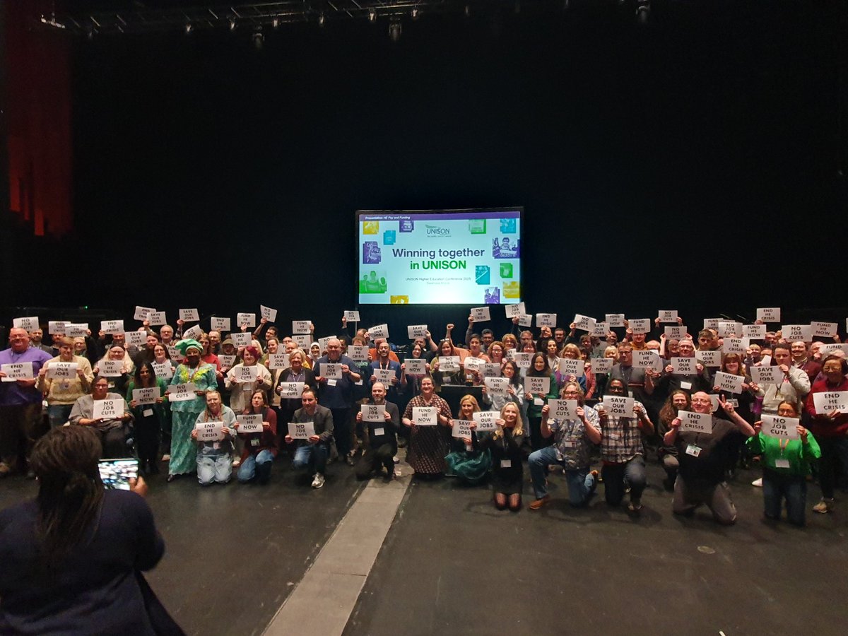 nottsocialist's tweet photo. Great protest at UNISON HE conference, showing #solidarity with Unis facing cuts. No job cuts! Fund HE! @UnisonUon @UNISONinHE #SaveOurUnis https://t.co/vNMEpsxdbS