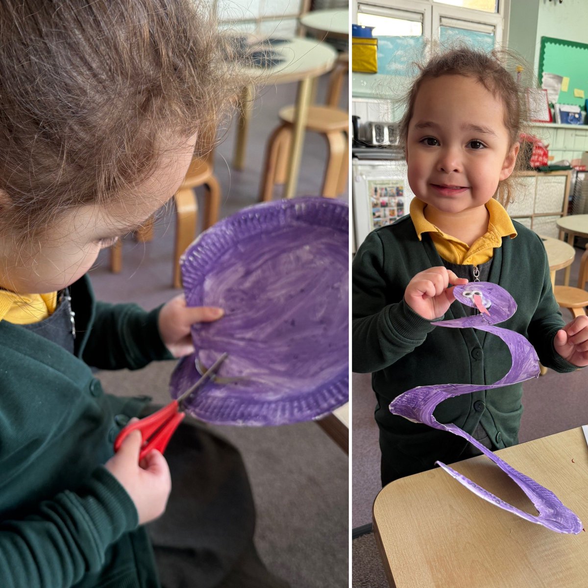 PlasmarlPrimary's tweet photo. 🐍 To celebrate Chinese New Year, The Year of the Snake, @PlasmarlNursery have made their own snake pieces of art! #PlasHum #PlasArts https://t.co/rUt3rriK8t