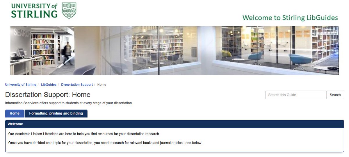 isstirling's tweet image. Struggling to find articles and books on your dissertation topic? Our Librarians are here to help you find resources for your dissertation research. See our Dissertation Support section in LibGuides: stir.ac.uk/9ei. #StirDissertationWeek #StirFinalYear