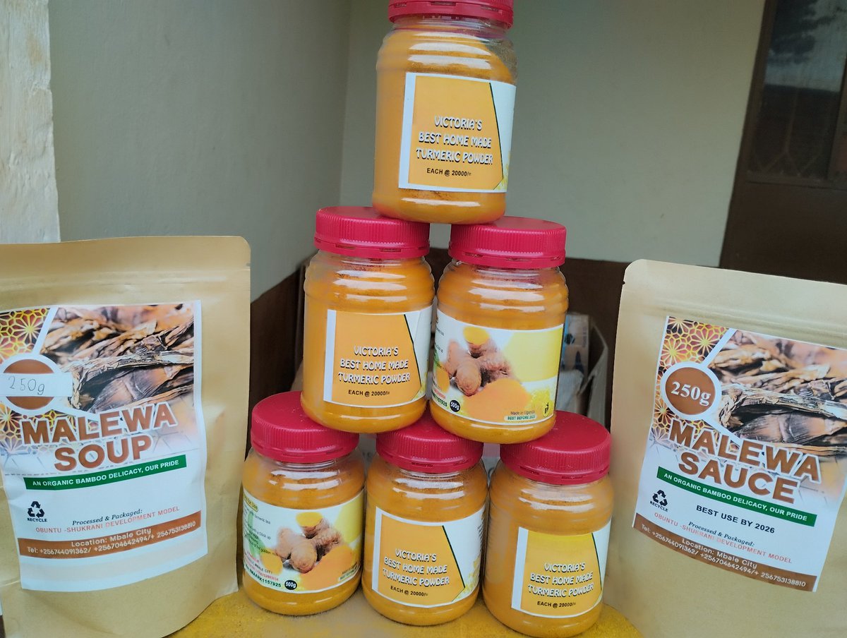 <a href="/wekesa_amos/">Amos Wekesa</a> They're here in 2025 new packaging and delicious #MalewaLeaf in 100g UGX15k &amp; 250g at UGX 20k; #turmeric powder (250gUGX 15k) produced &amp; packed in MbaleCity by <a href="/ObuntuFarm/">Obuntu Model Farm</a> <a href="/FrancisMaberi/">Amb. ꜰʀᴀɴᴄɪꜱ ᴍᴀʙᴇʀɪ</a>